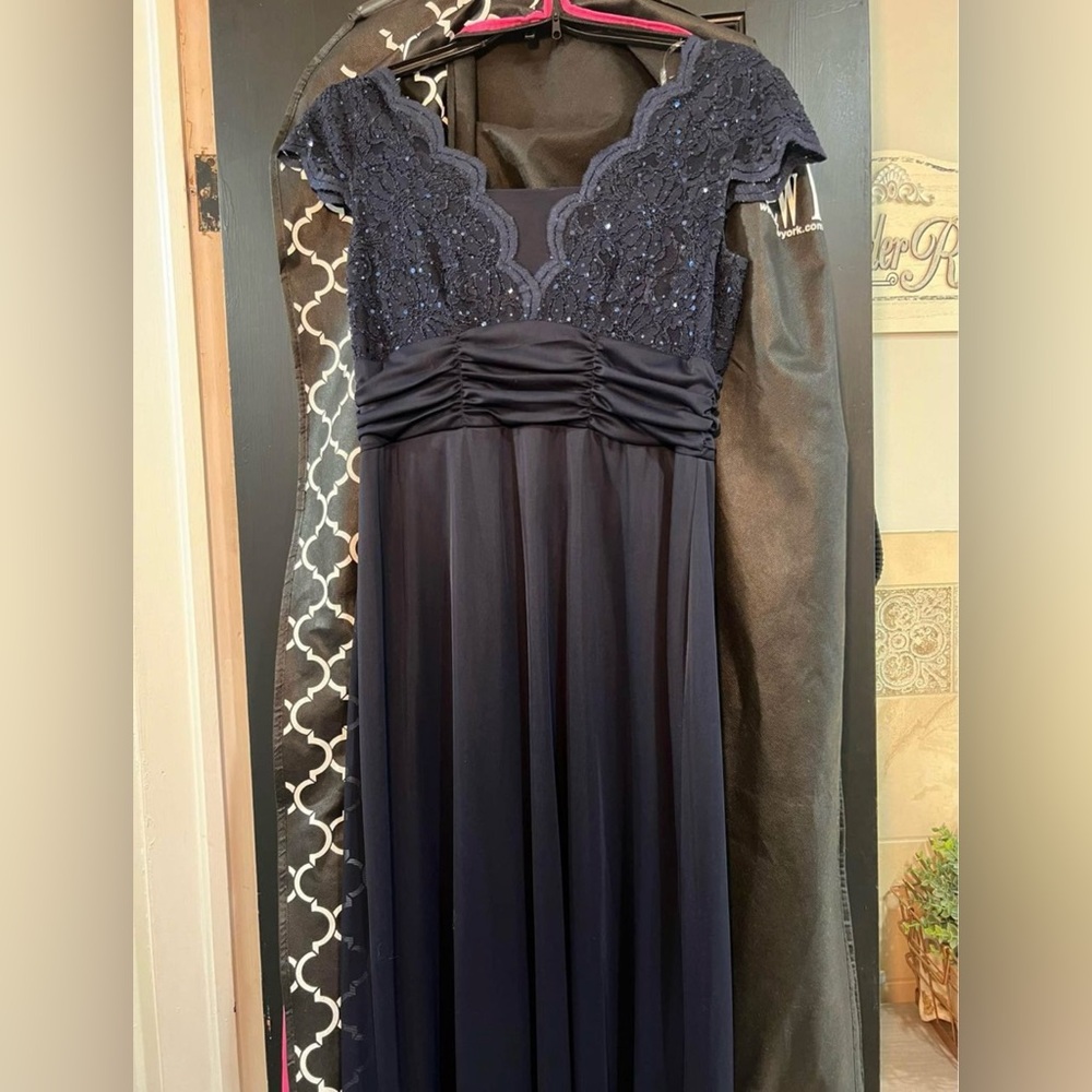 Navy Blue Sequin Evening Gown Size 12